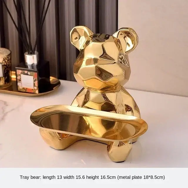 Silver Geometric Bear Box
