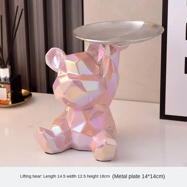 Silver Geometric Bear Box