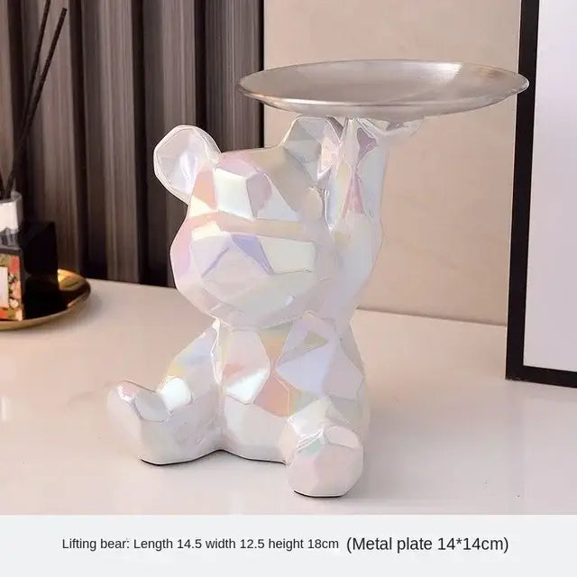 Silver Geometric Bear Box