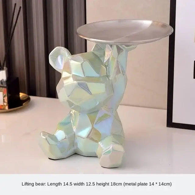 Silver Geometric Bear Box
