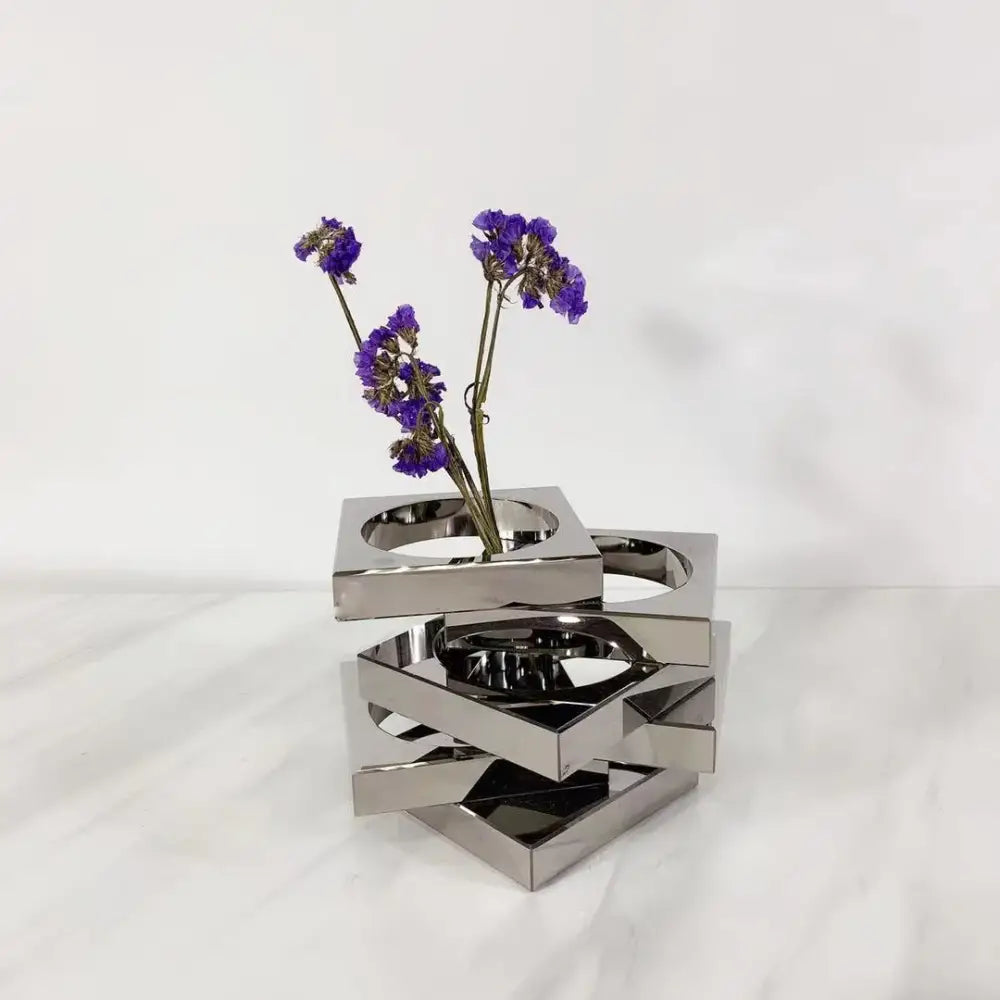 Silver Crystal Circle Vase