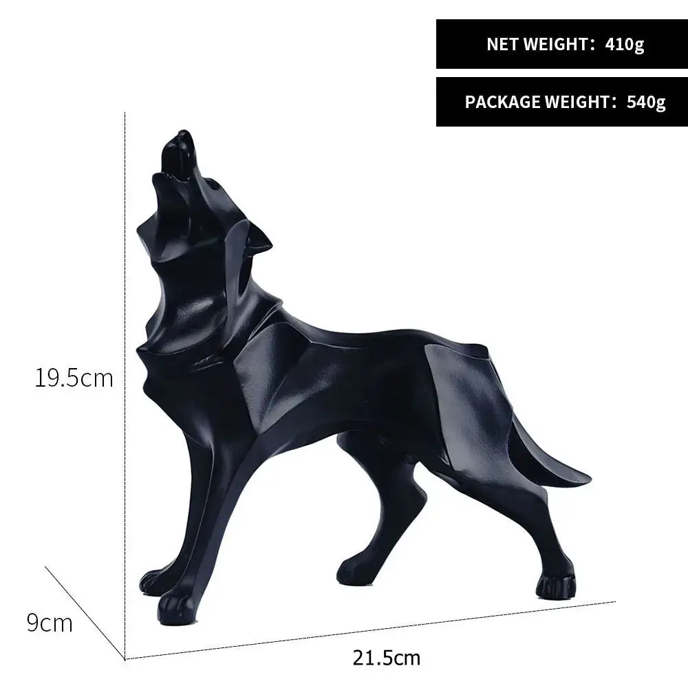 Silver Geometric Wolf Statue