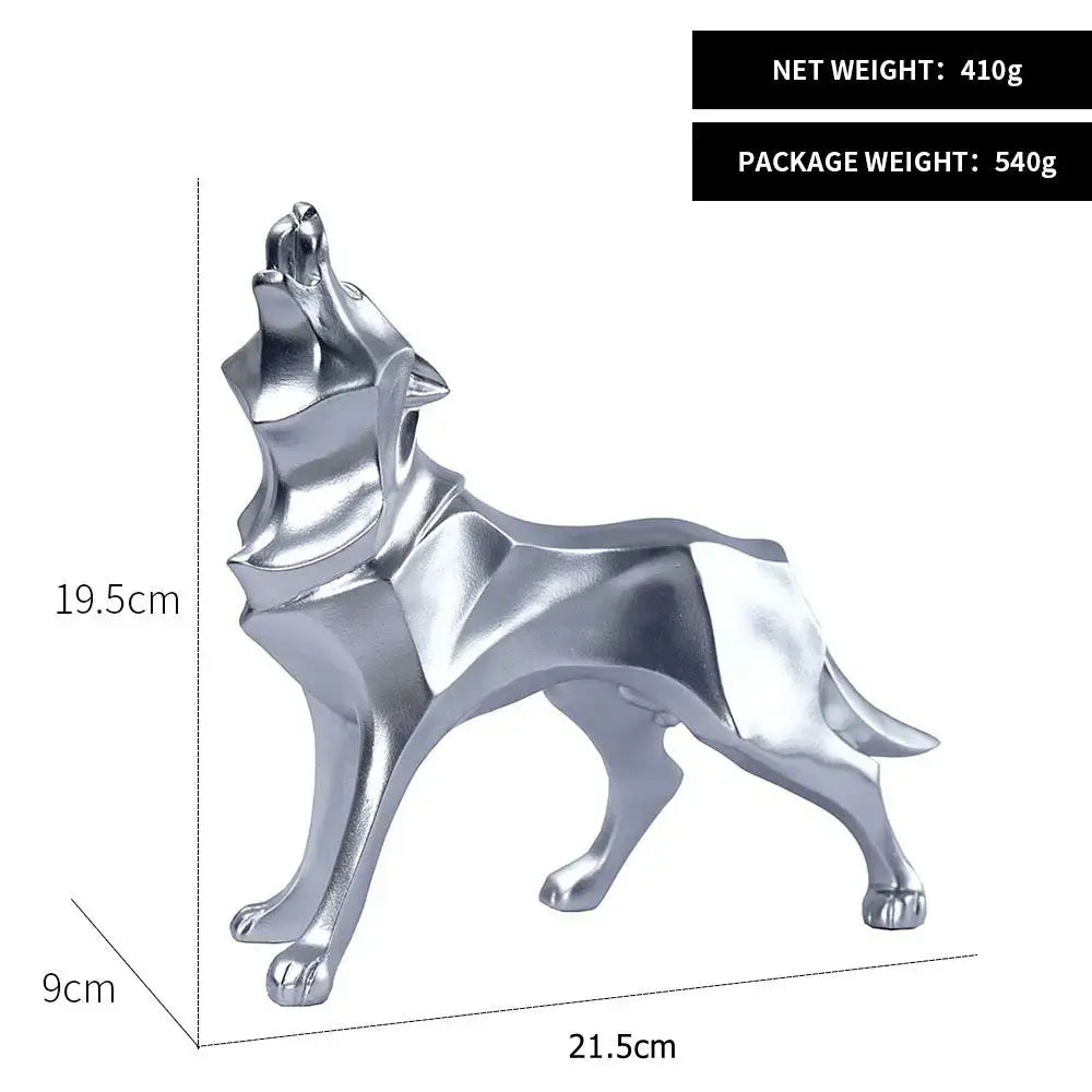 Silver Geometric Wolf Statue