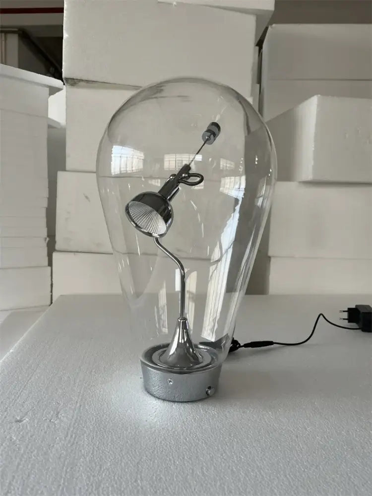 Silver Glass Desk Lamp