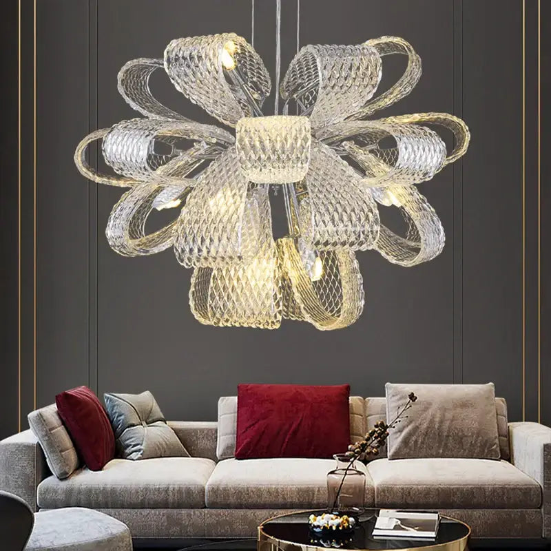Silver Glass Pinecone Chandelier
