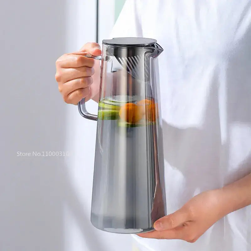 Gray Glass Water Pitcher with Handle Large Capacity