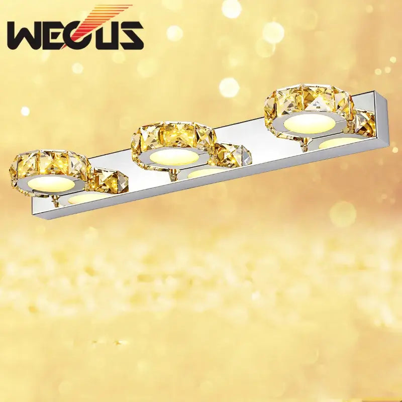 Gold Crystal Wall Lamp with Three-Head Design