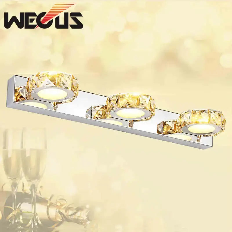 Gold Crystal Wall Lamp with Three-Head Design