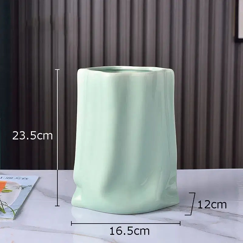 Silver Pleated Ceramic Vase