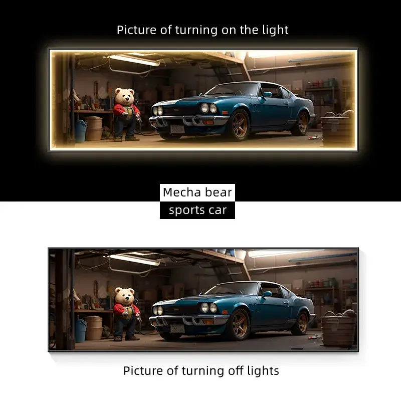 Silver Car LED Wall Art