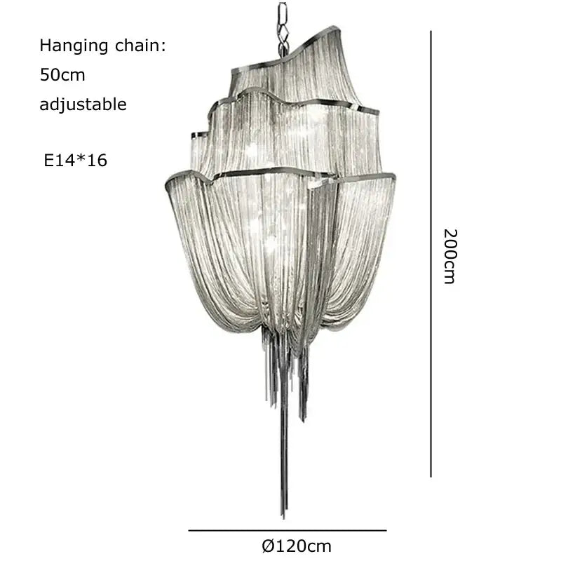 Silver Tassel Chain Chandelier