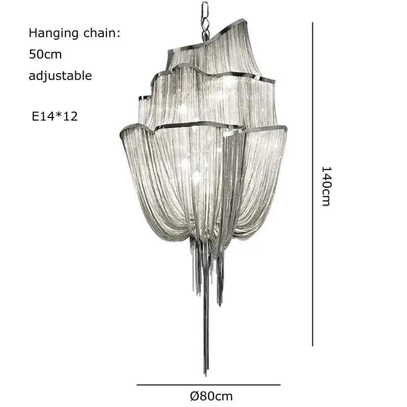 Silver Tassel Chain Chandelier
