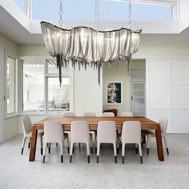 Silver Tassel Chain Chandelier