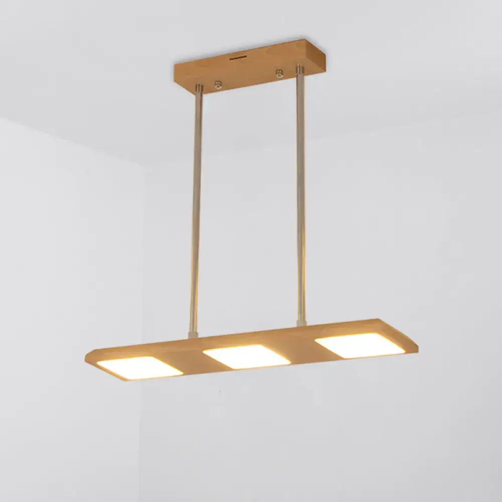Wood Rectangle Island Lamp