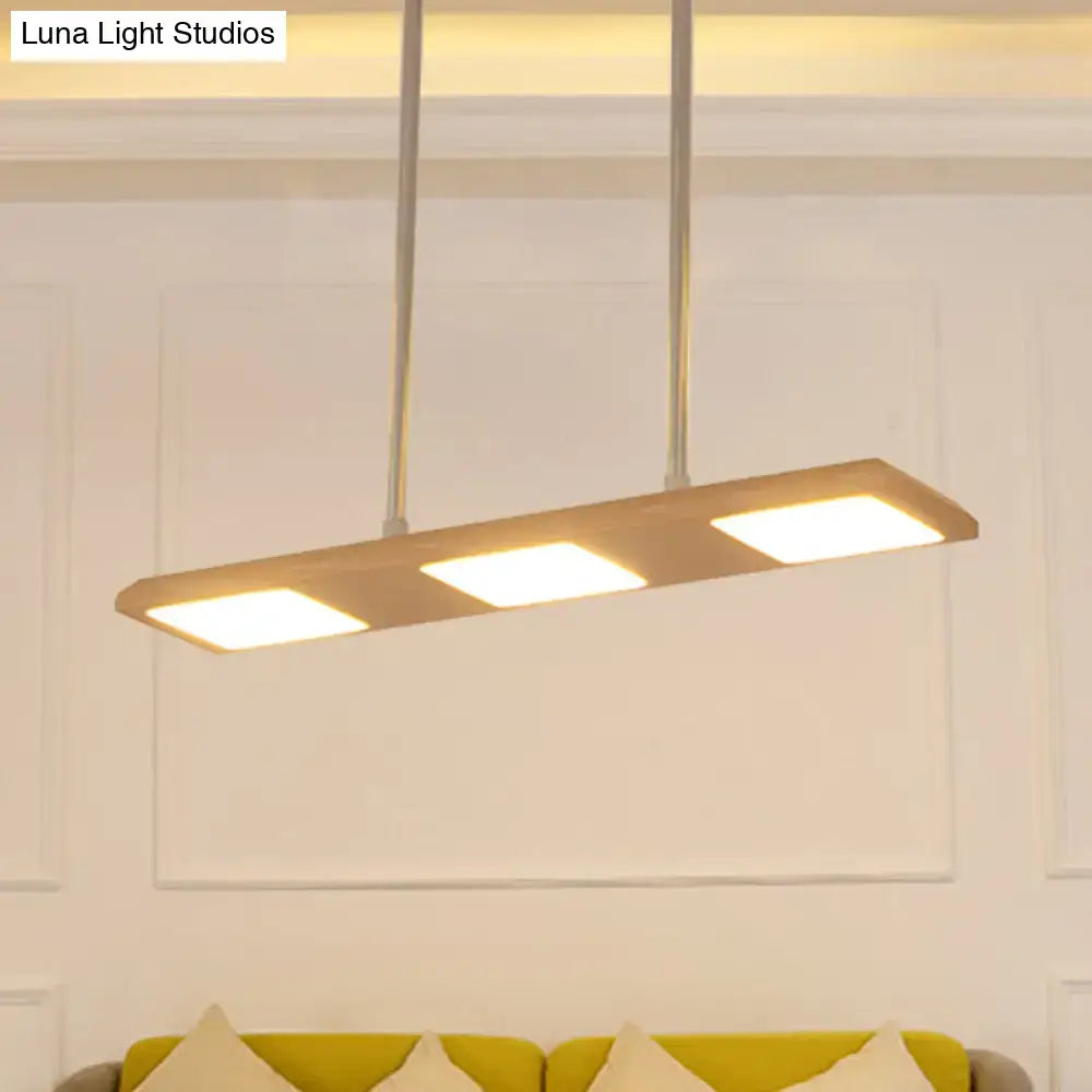Wood Rectangle Island Lamp