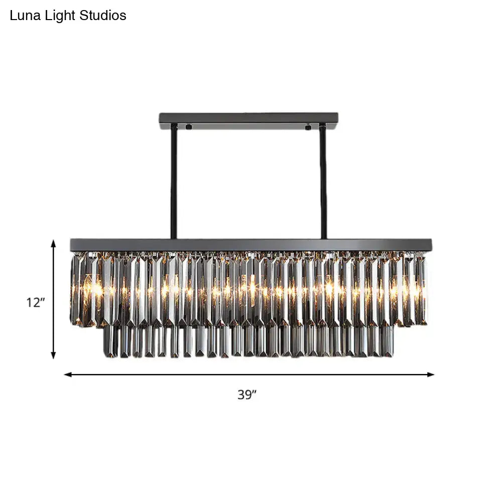 Gray Crystal Rectangle Chandelier
