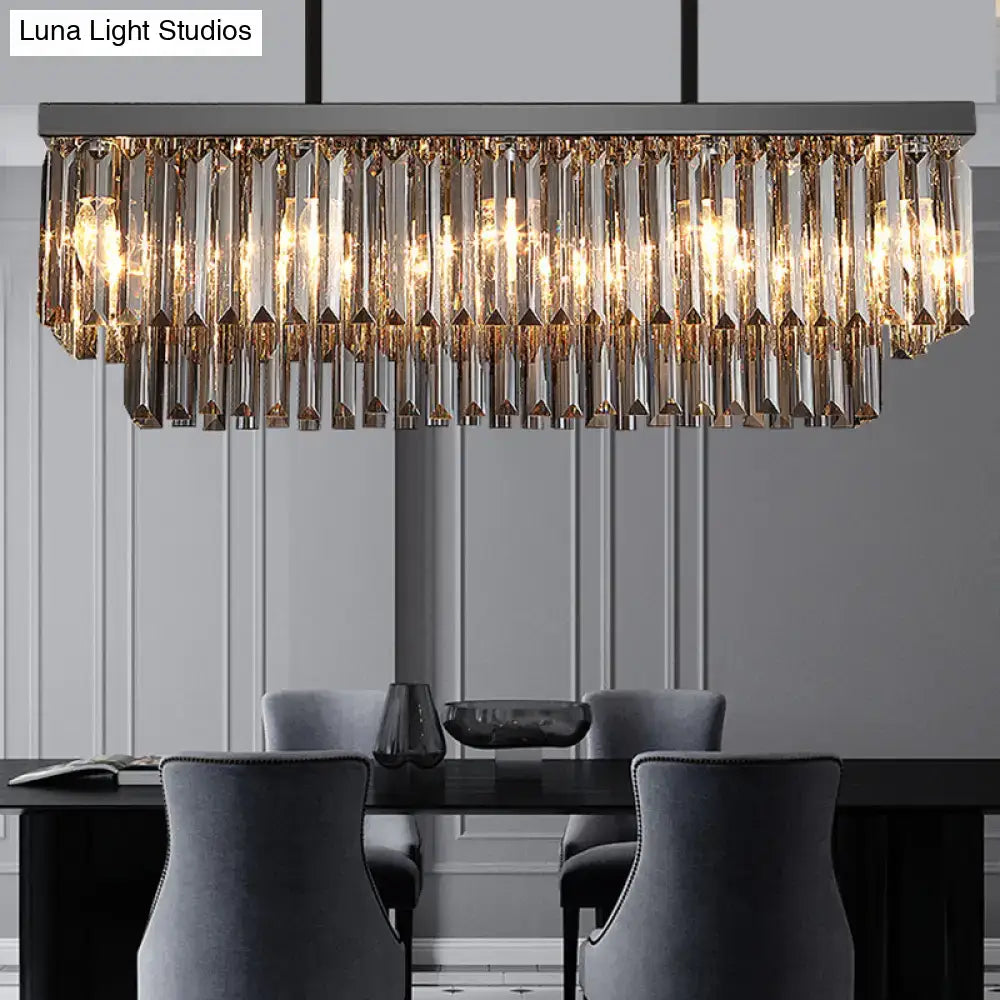 Gray Crystal Rectangle Chandelier