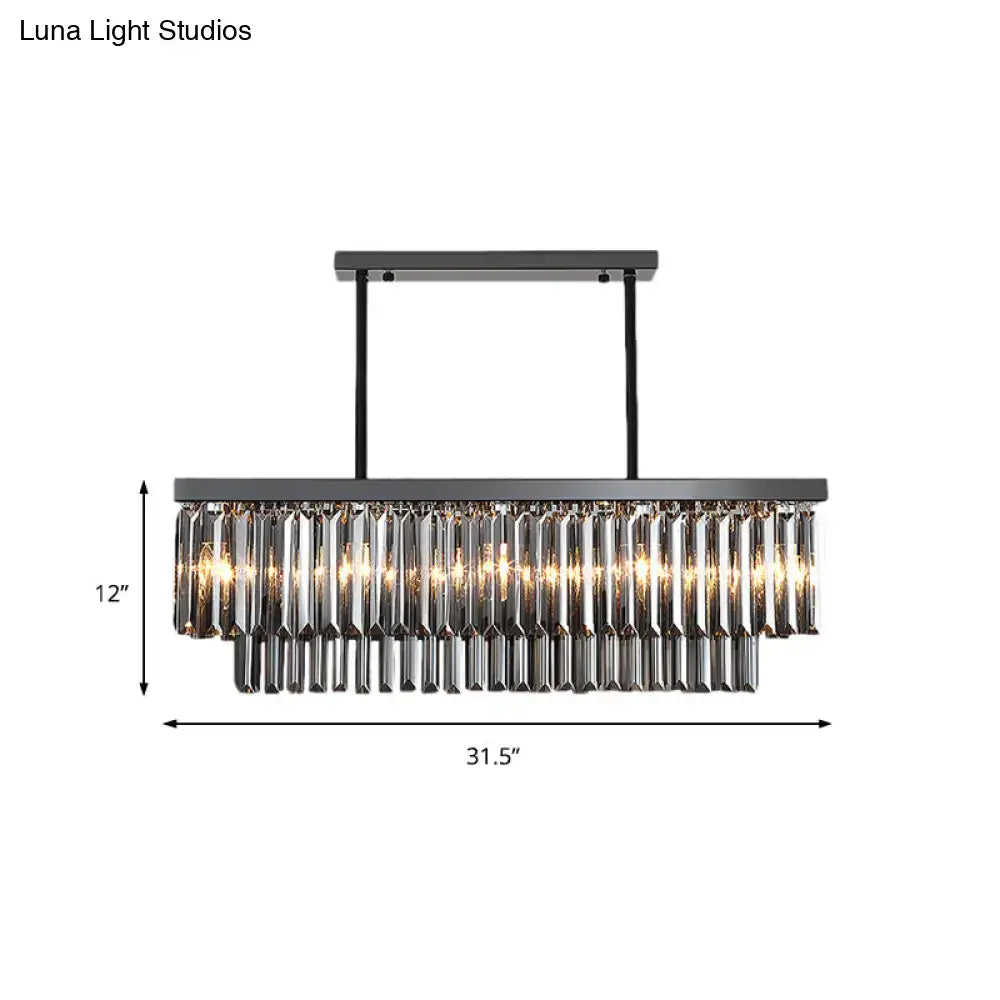 Gray Crystal Rectangle Chandelier