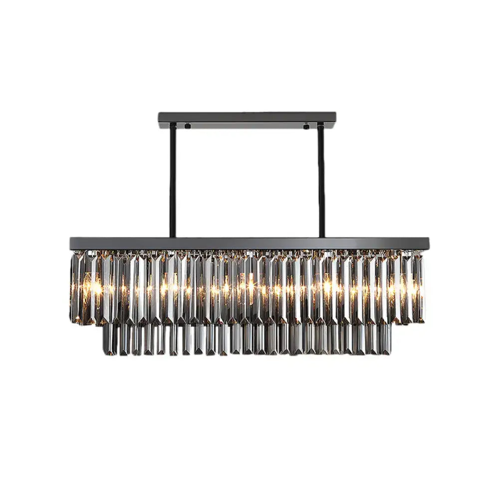 Gray Crystal Rectangle Chandelier