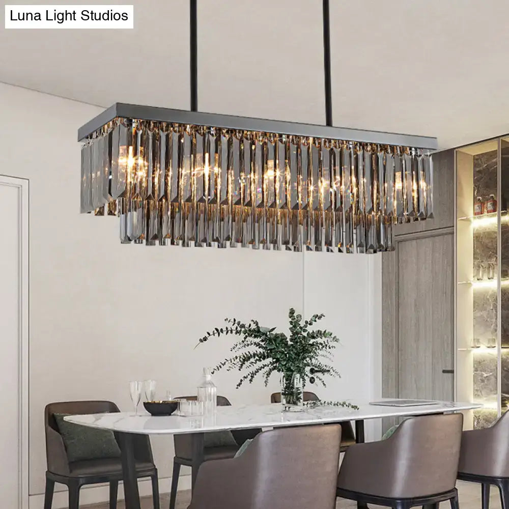 Gray Crystal Rectangle Chandelier