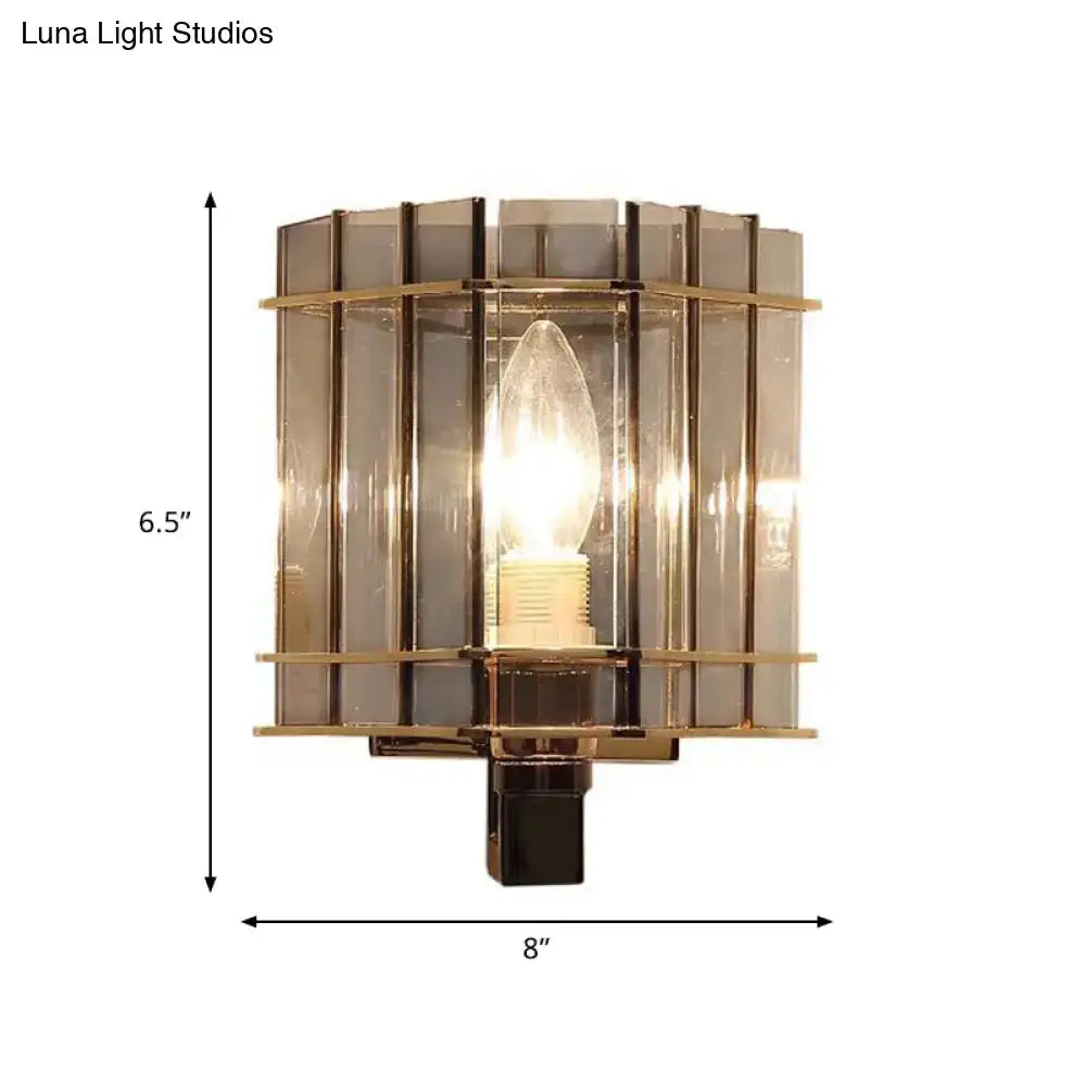 Gray Glass Rectangular Frame Sconce