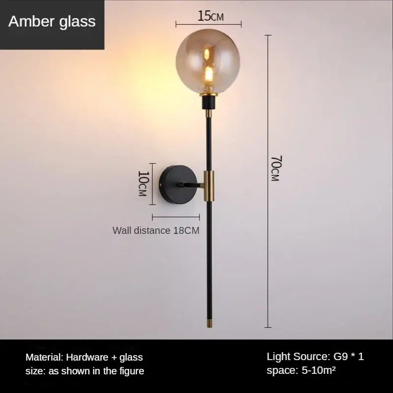 Smoky Glass Ball Sconce