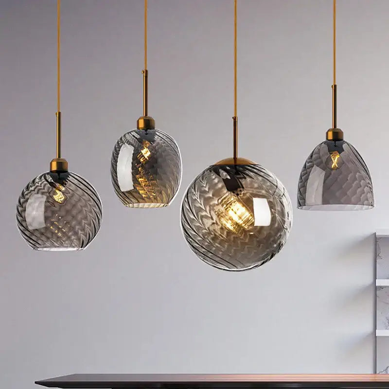 Amber Glass Chandelier Set