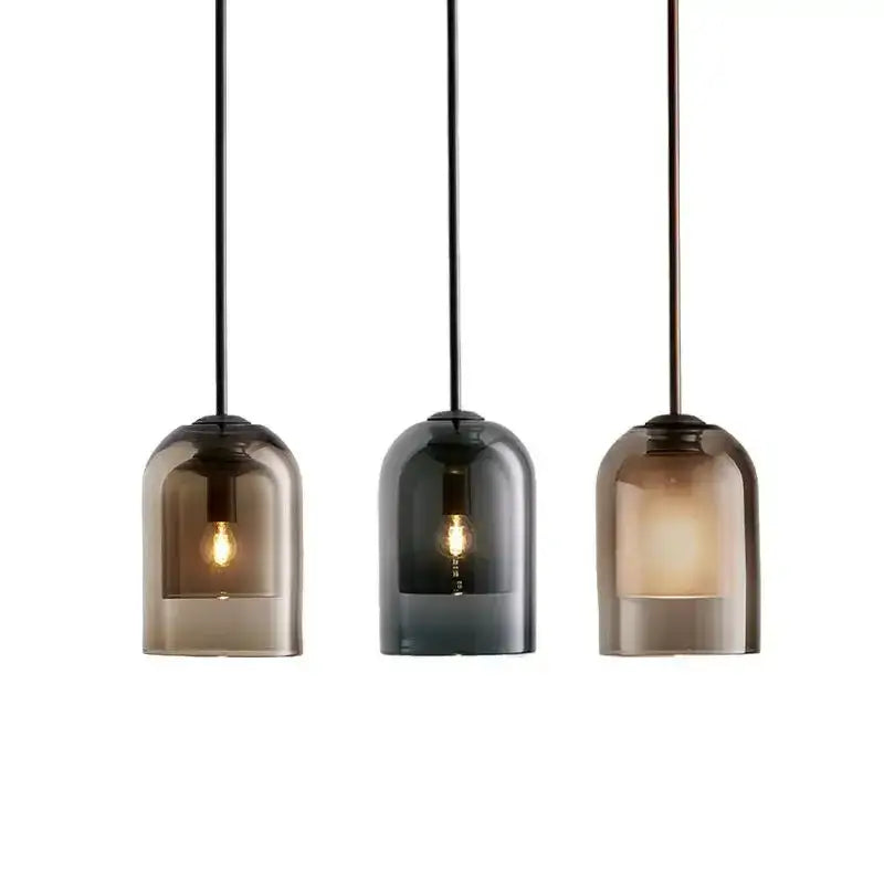 Amber Glass Tricolor LED Dining Chandelier