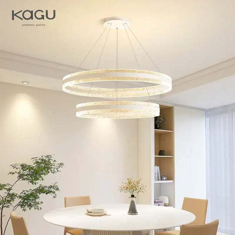 Black Spiral LED 3-Ring Chandelier
