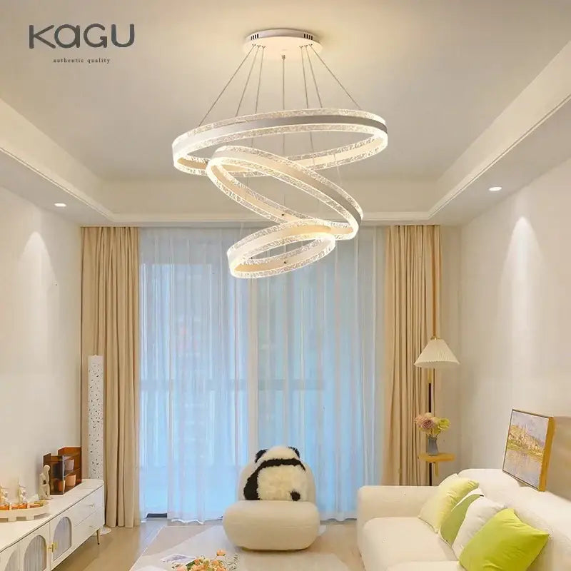 Black Spiral LED 3-Ring Chandelier