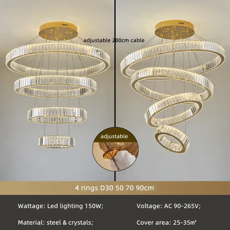 Chrome Crystal LED Chandelier