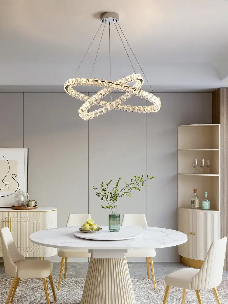 Silver Crystal Spiral Chandelier