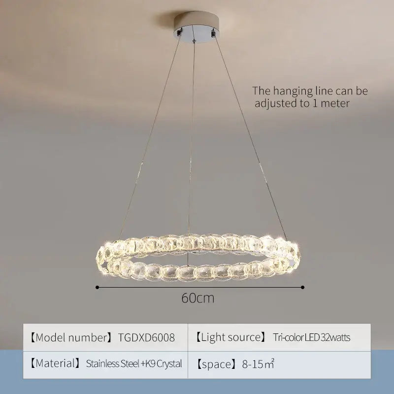 Silver Crystal Spiral Chandelier
