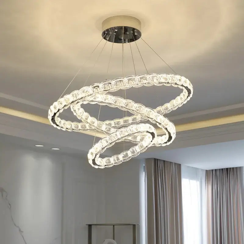Silver Crystal Spiral Chandelier