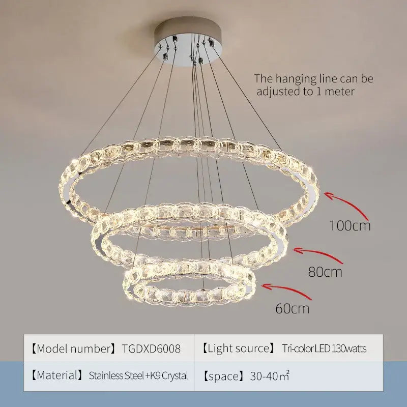 Silver Crystal Spiral Chandelier