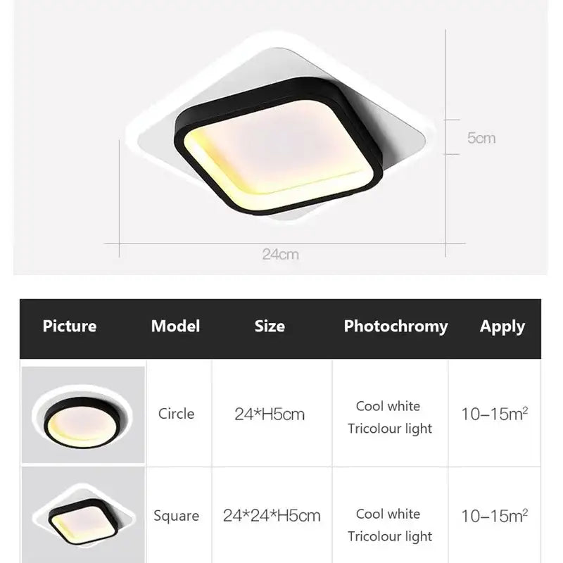 Black Square LED Ceiling Light