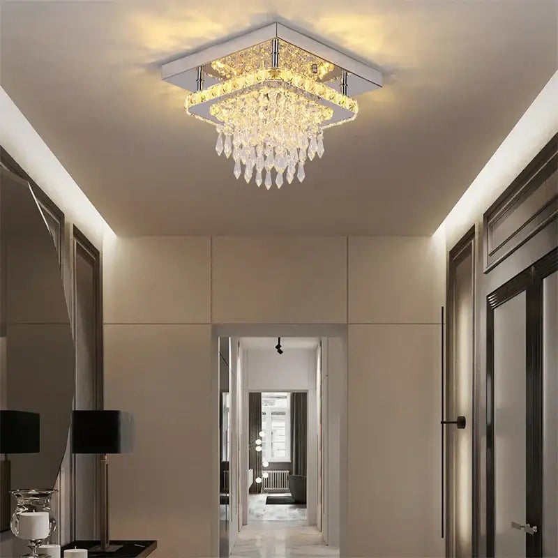 Chrome Crystal Ceiling Light For Bedroom