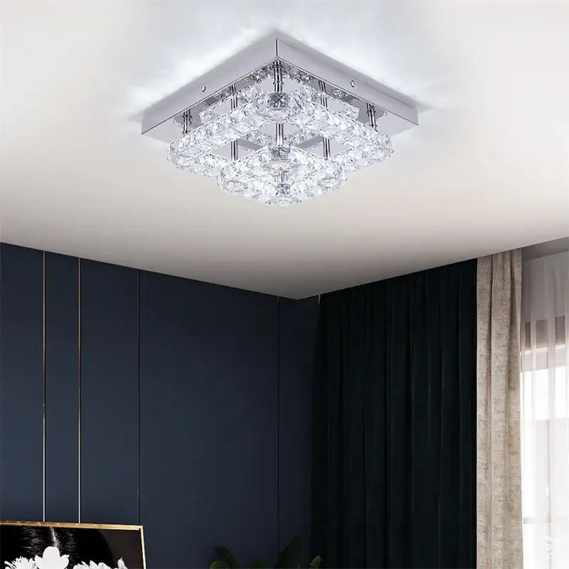 Chrome Crystal Ceiling Light For Bedroom