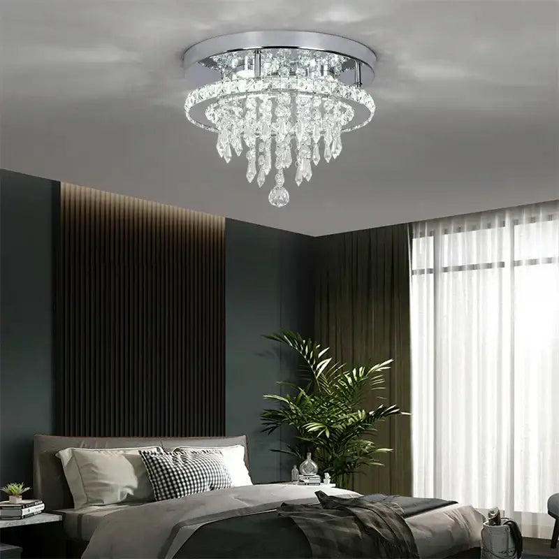 Chrome Crystal Ceiling Light For Bedroom