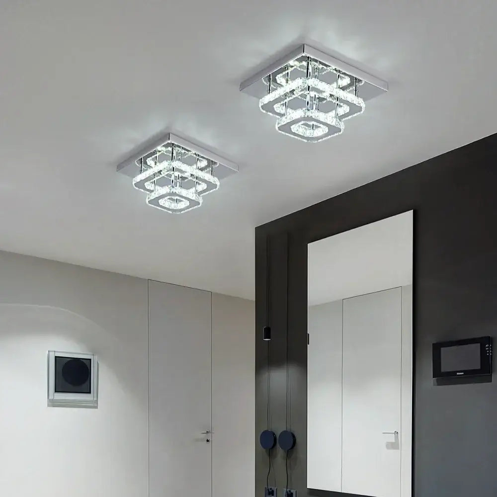 Chrome Crystal Ceiling Light For Bedroom