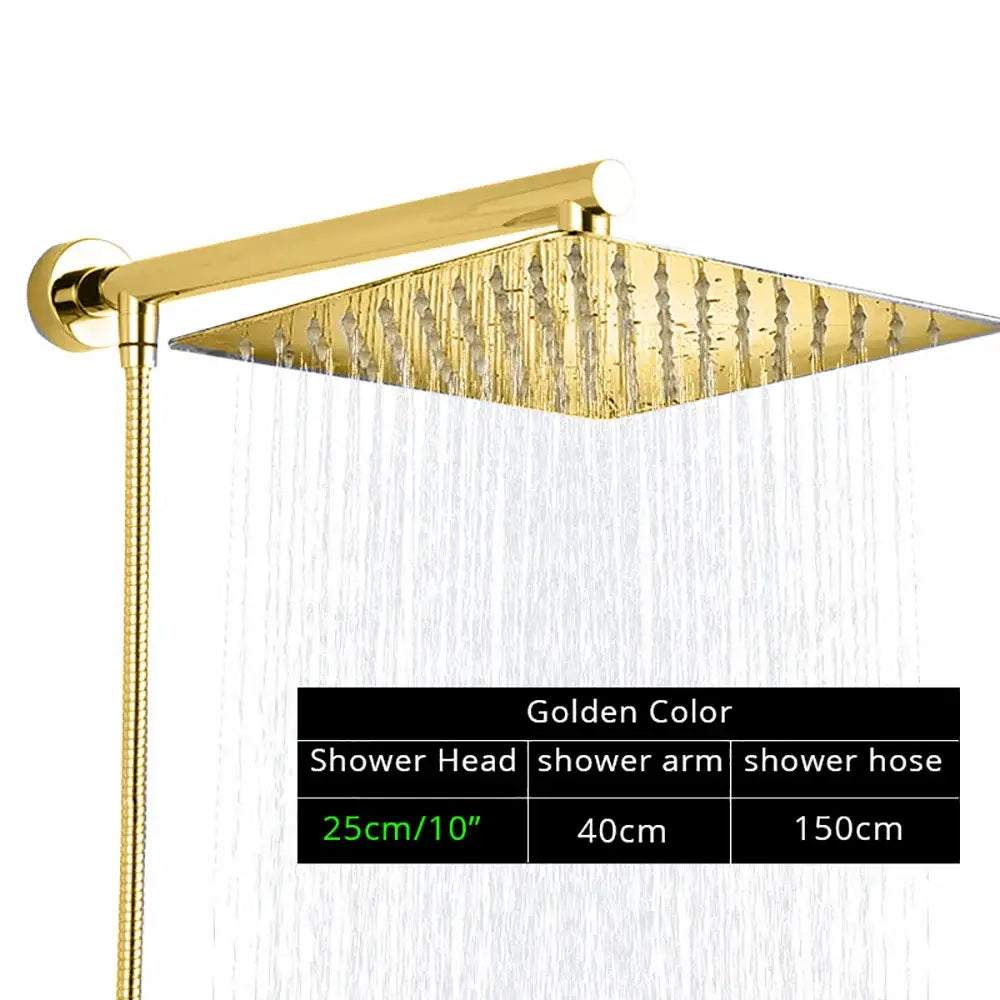 Chrome Rainfall Shower Head Square 12-Inch