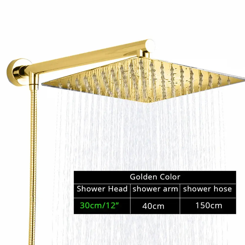 Chrome Rainfall Shower Head Square 12-Inch