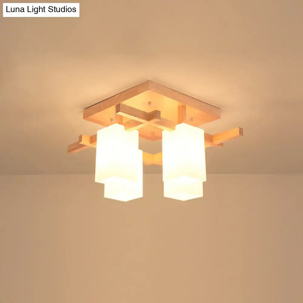 White Wood Flush Mount