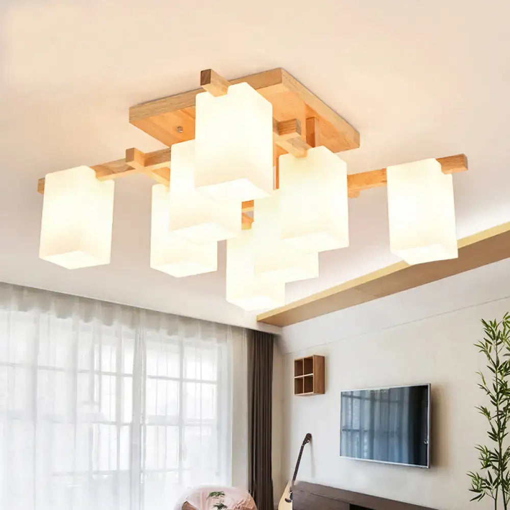 White Wood Flush Mount