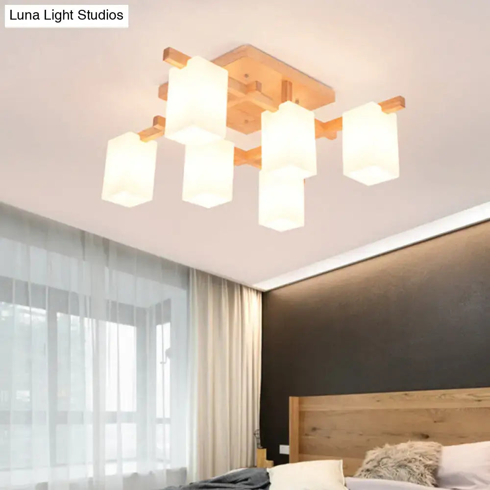 White Wood Flush Mount