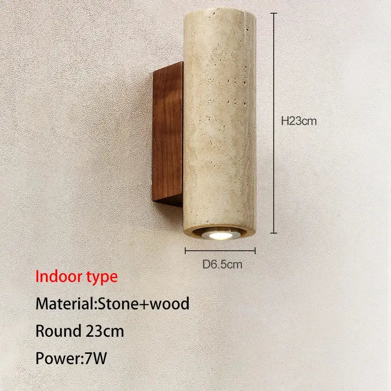 Stone Wood Wall Lamp