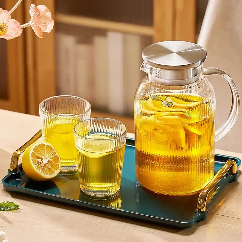 Striped Glass Kettle Set