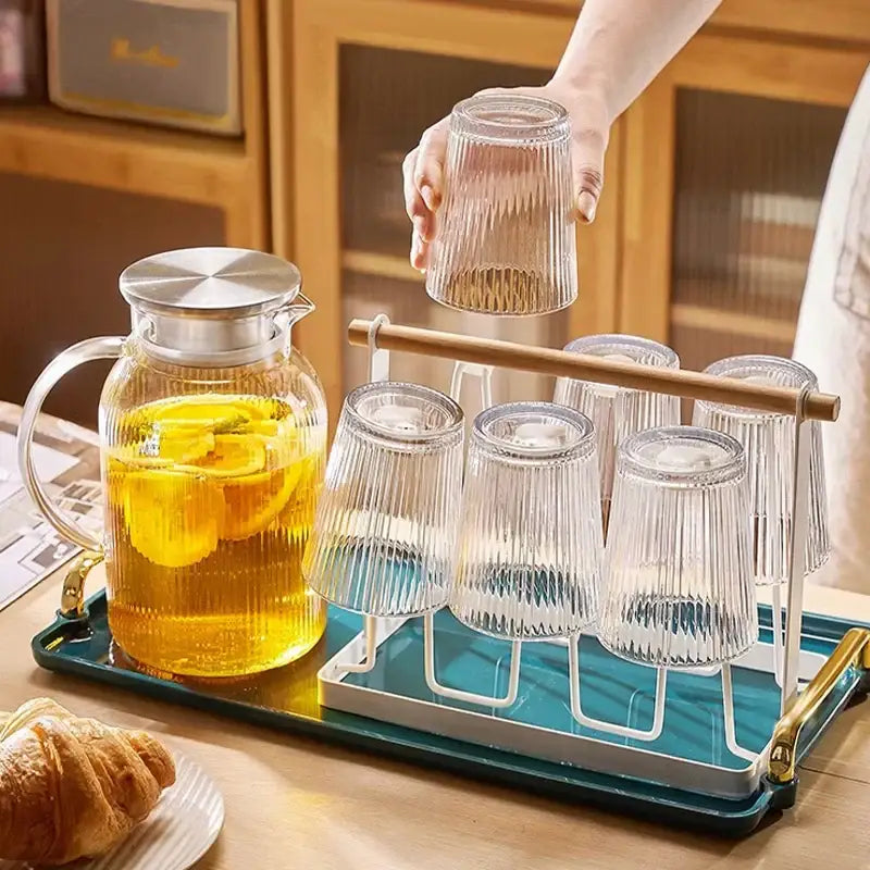Striped Glass Kettle Set