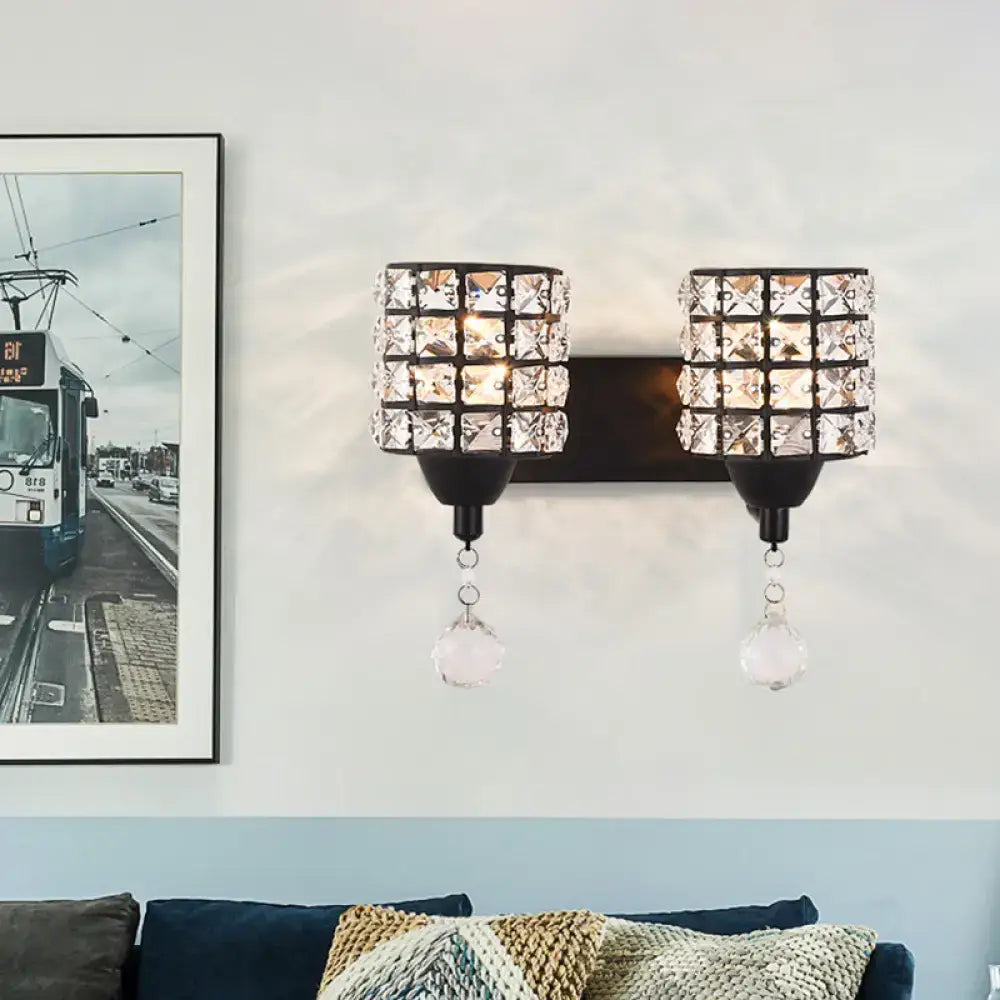 Black Crystal Two-Light Wall Sconce