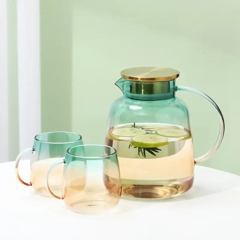 Teal Glass Teapot Set